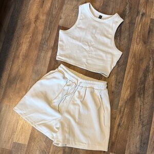 New cream Tank Top and Shorts Set